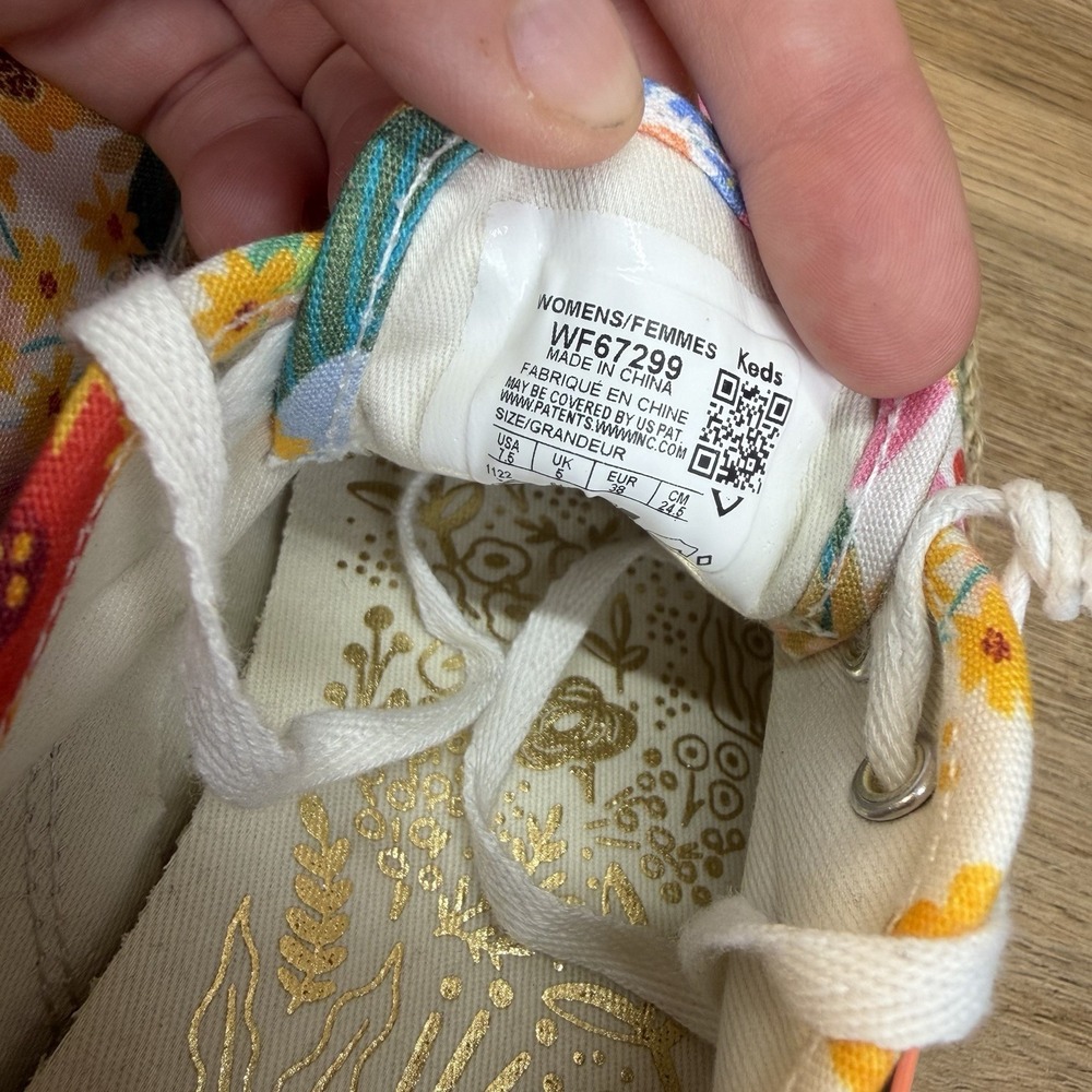 Keds x Rifle Paper Co Triple Kick Jute Sneakers Floral Womens Sz 7.5 NEW - Picture 9 of 10